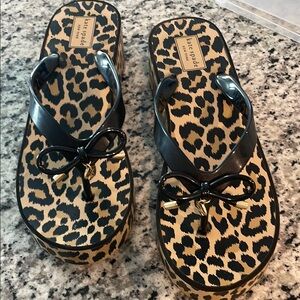 Kate Spade Black and Brown Sandals with Leopard Print
